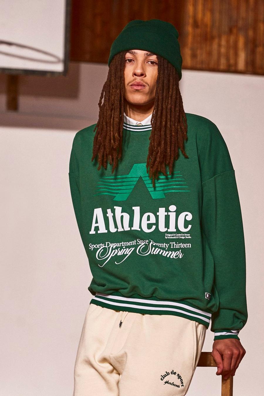 Forest Oversized Athletic Sports Rib Sweater  image number 1