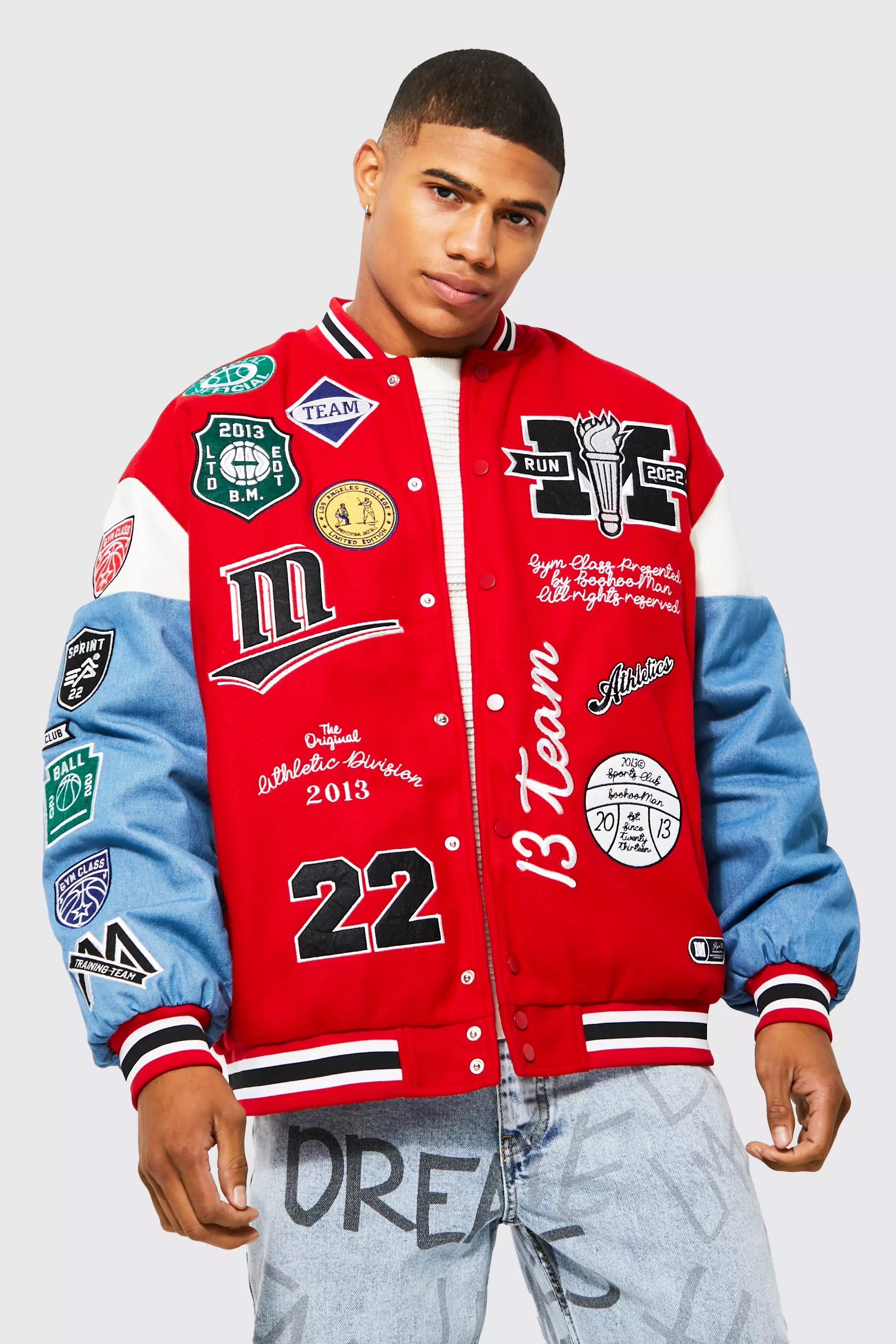 Varsity jacket mens discount red