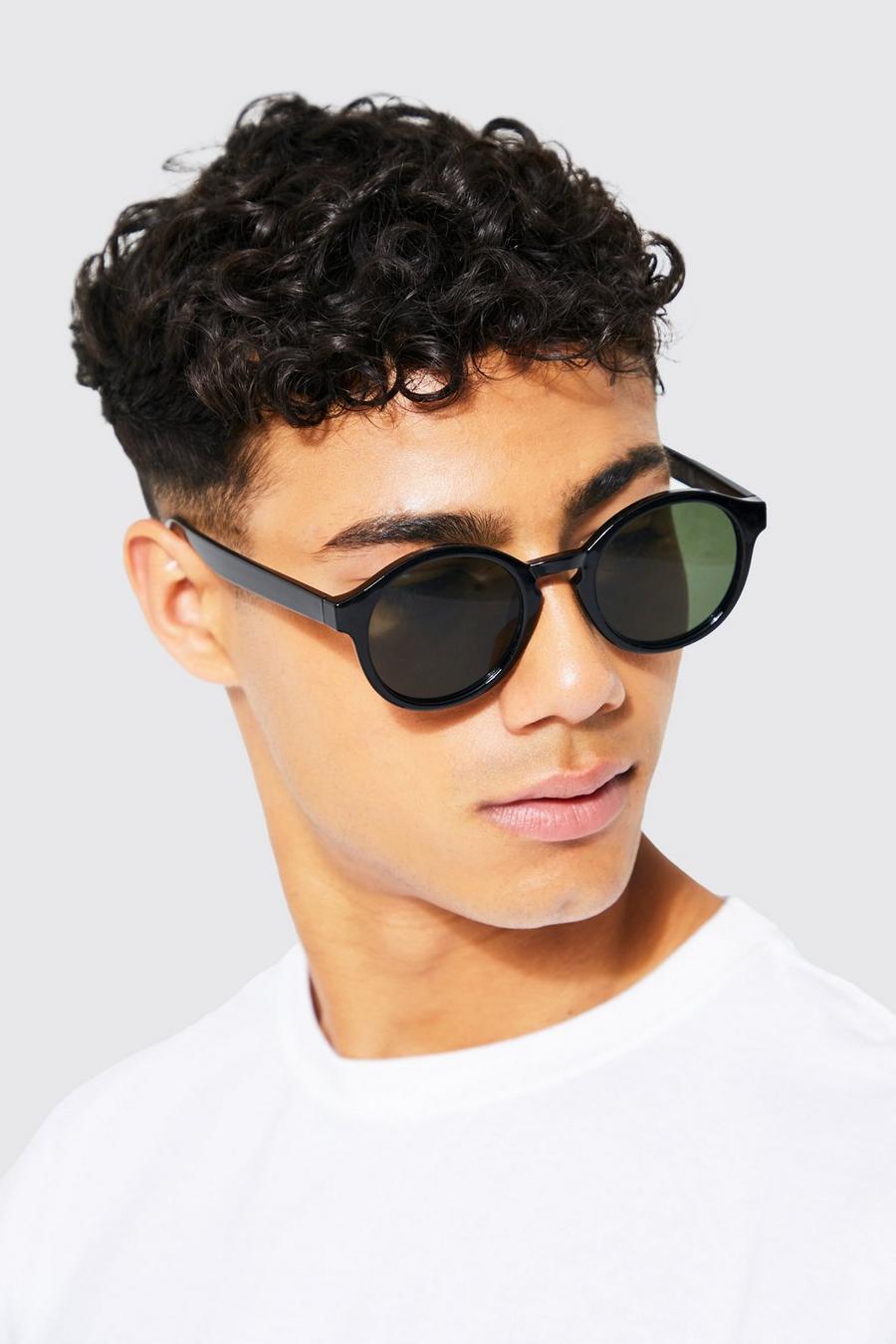 Black Plastic Preppy Round Sunglasses image number 1