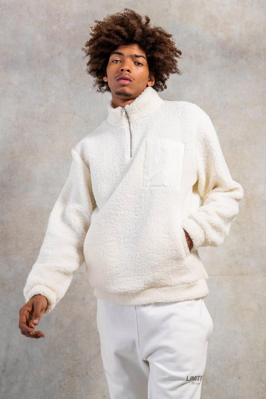 Ecru Limitted Neutrals Borg Funnel Neck image number 1