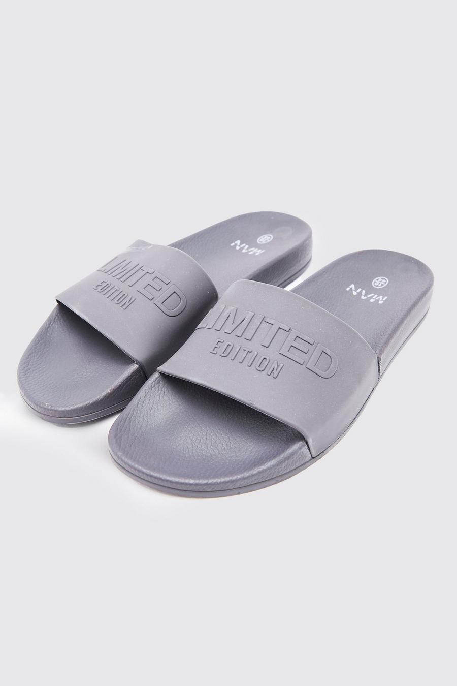 Charcoal grau Limited Slippers Met Reliëf