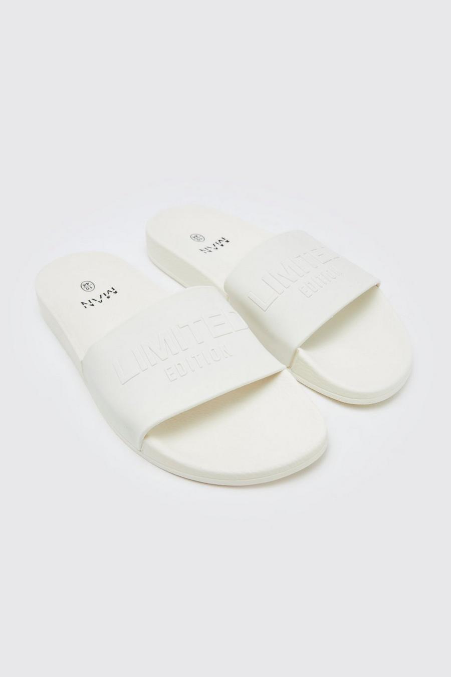 Ecru white Limited Slippers Met Reliëf
