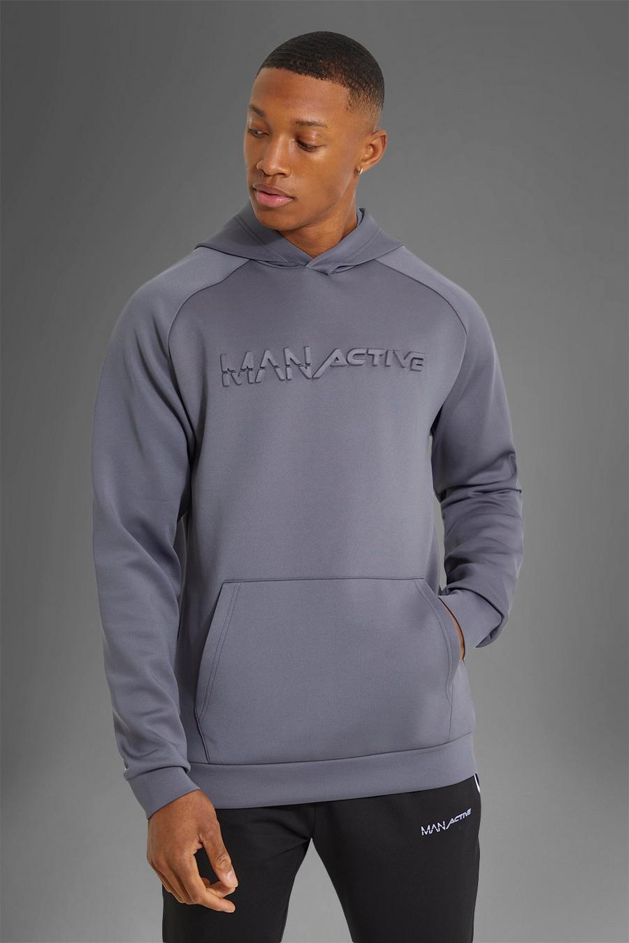 Charcoal Man Active Embossed Scuba Hoodie image number 1