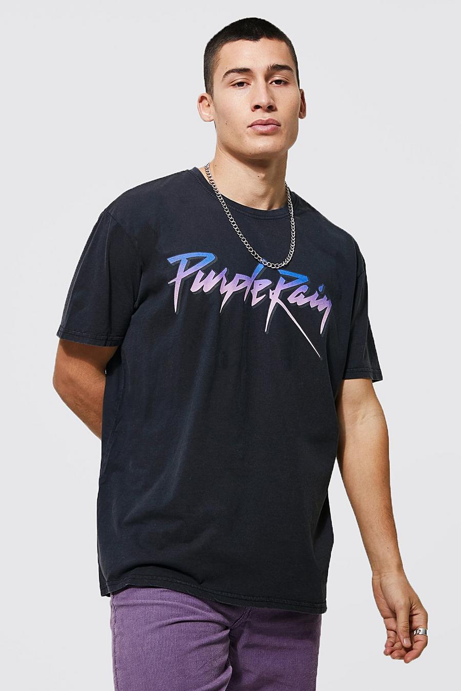 Charcoal Oversized Acid Wash Purple Rain T-shirt image number 1