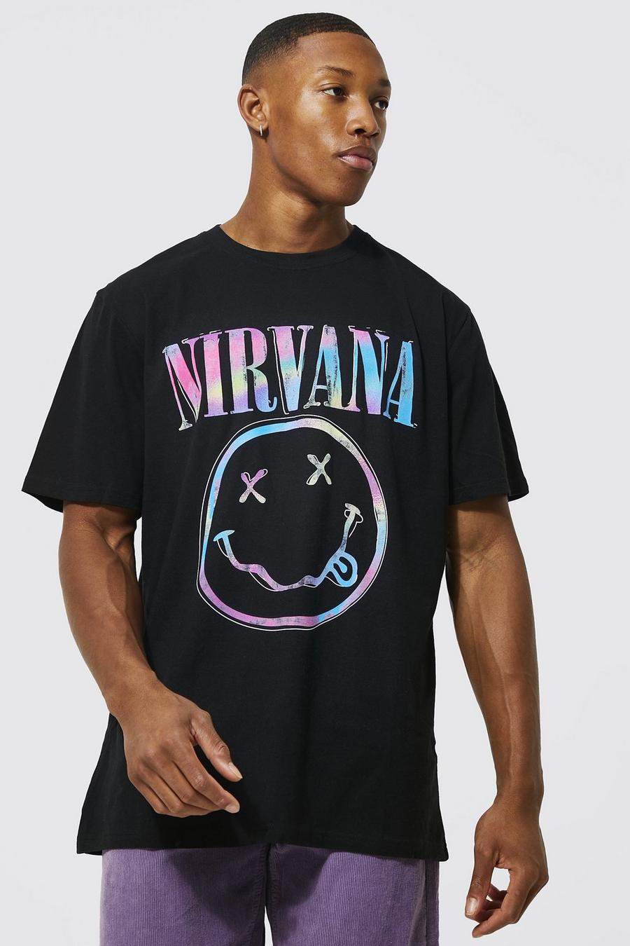 Black svart Oversized Nirvana License T-shirt