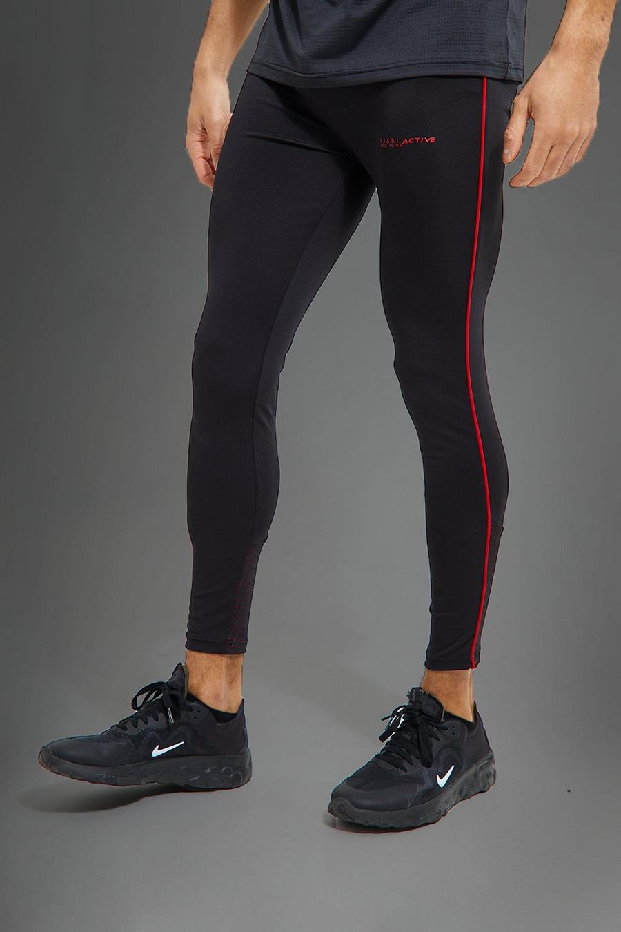 Black Man Active Mesh Panel Performance Legging image number 1