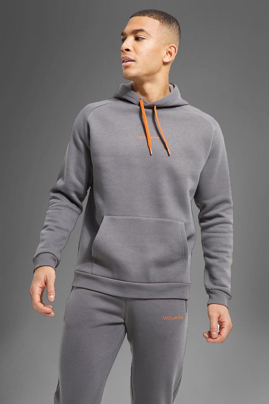Charcoal Man Active Contrast Hoodie  image number 1
