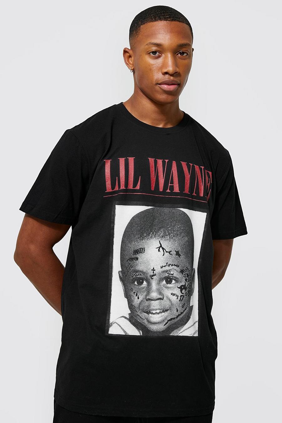 Oversize T-Shirt mit Lil Wayne Print, Black noir