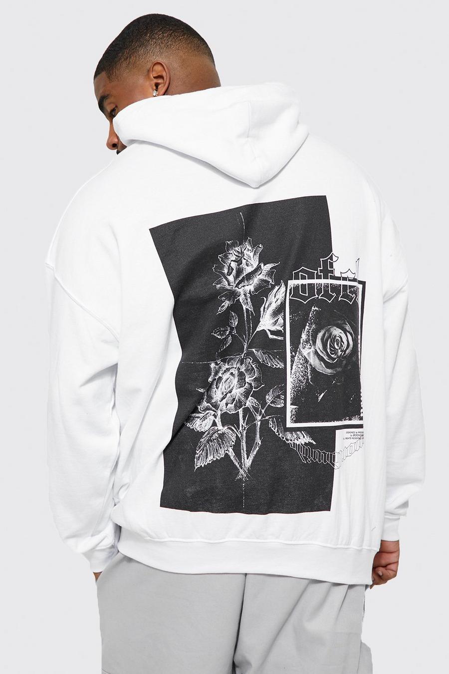White Plus - Ofcl Hoodie med blommor image number 1