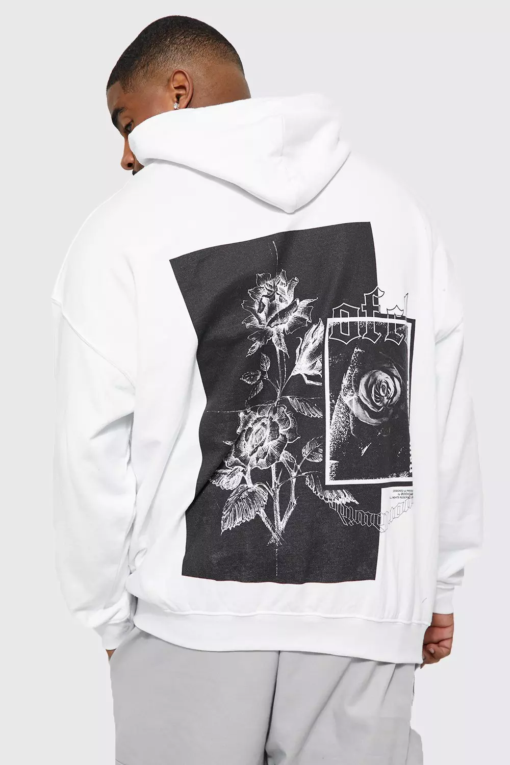 White hoodie back print sale