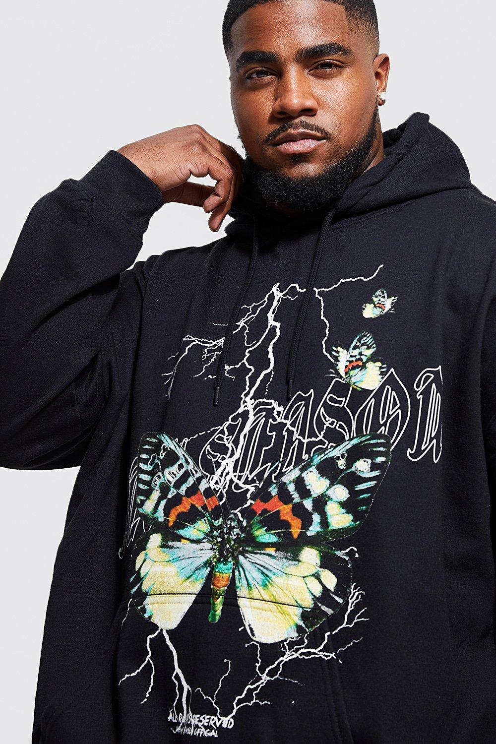 Plus New Season Butterfly Front Print Hoodie