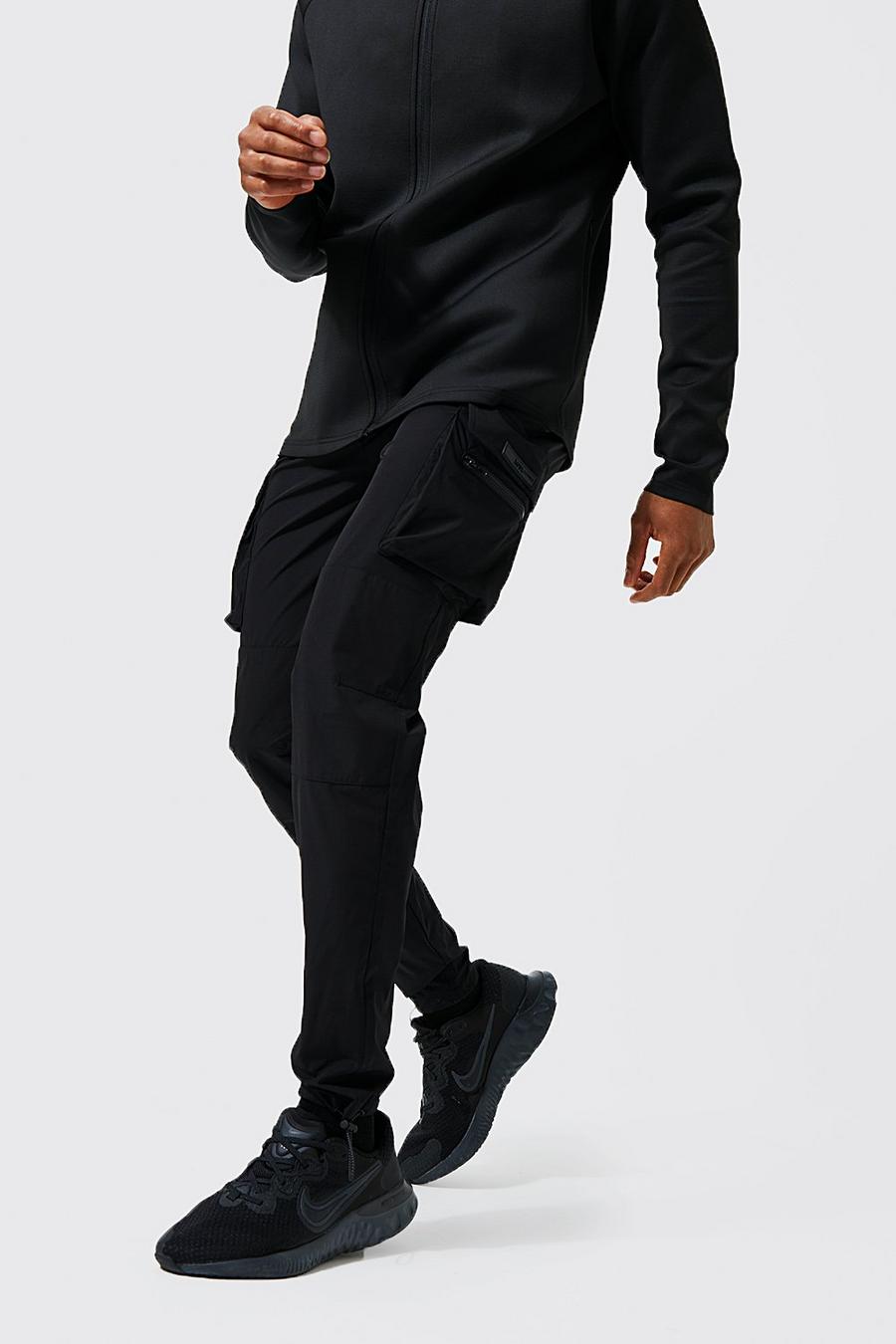 Black negro מכנסי ריצה דגמ'ח ספורטיביים קלילים עם כיתוב Man