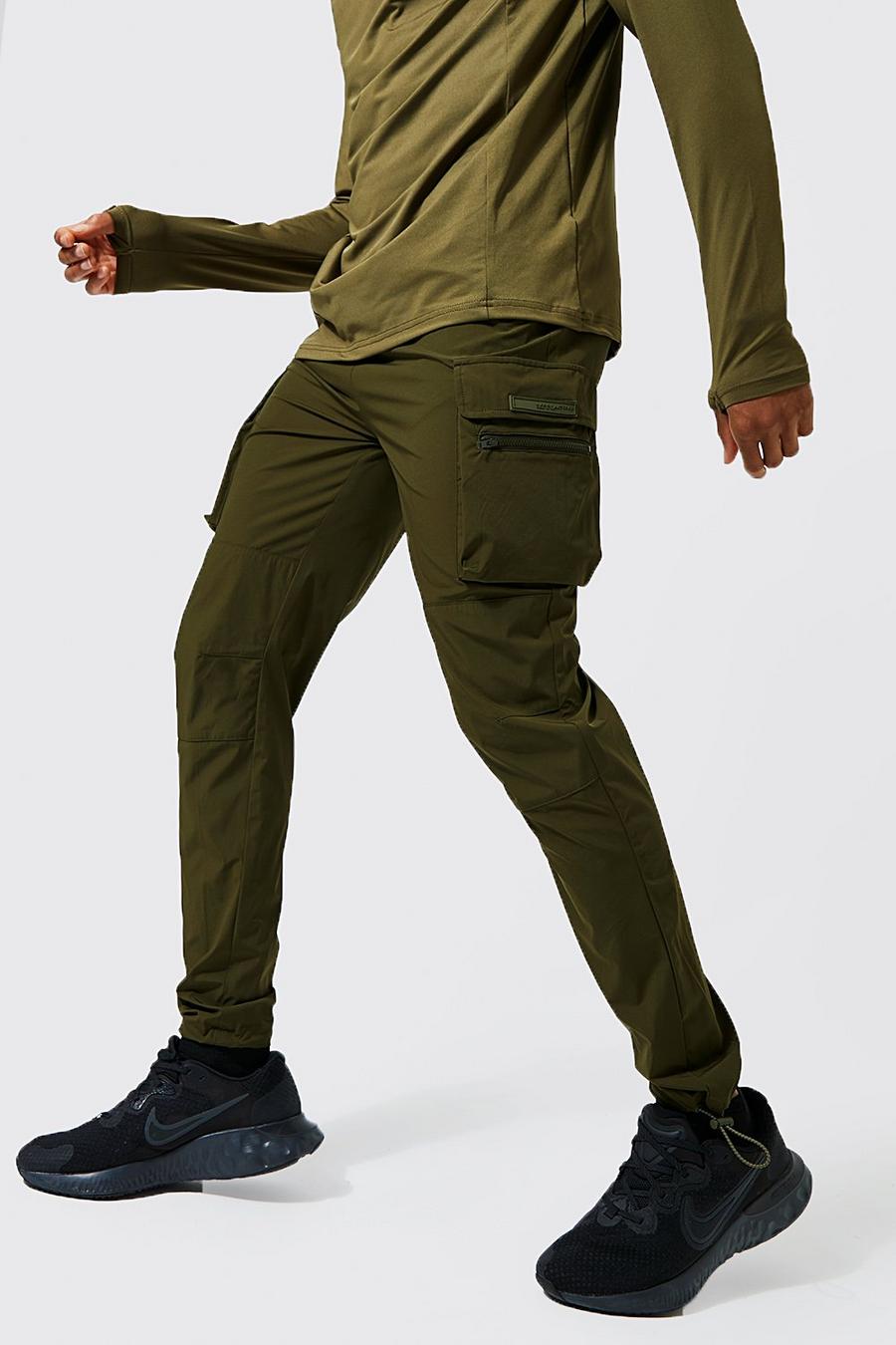 Khaki MAN Active Tunna Mjukisbyxor med fickor image number 1