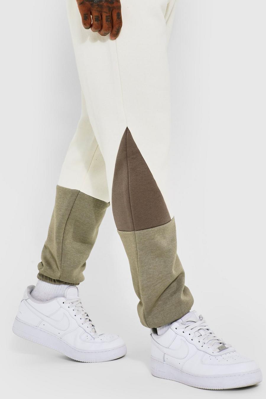 Pantaloni tuta Regular Fit a blocchi di colore, Sand beige
