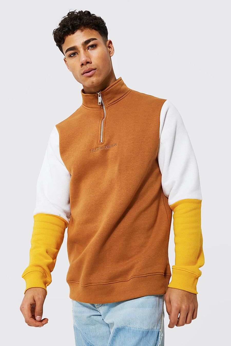 Sweat zippé style color block - Limited Edition, Brown image number 1