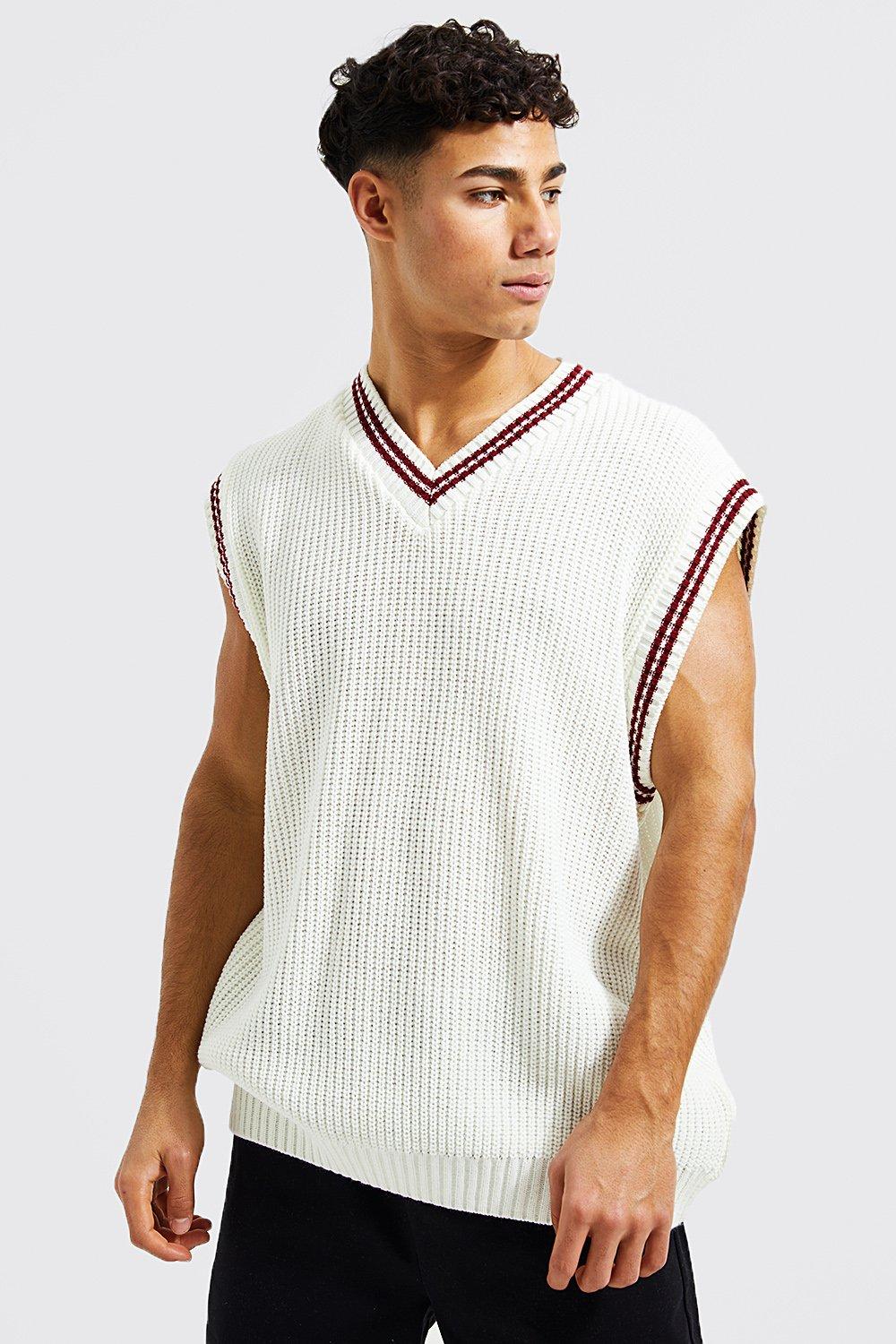 white shirt and knitted vest