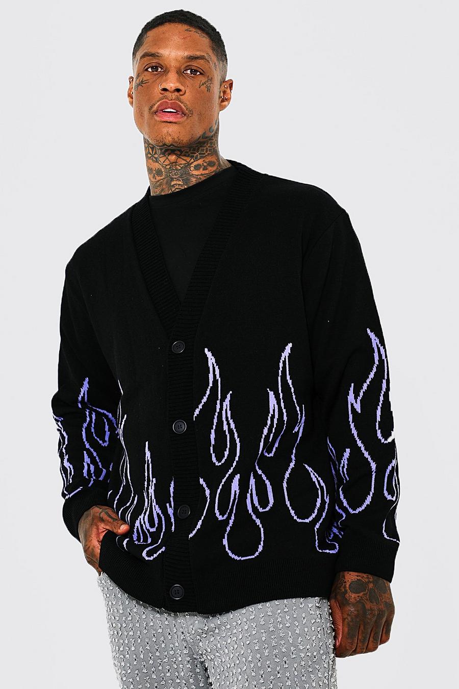 Lilac Oversized Flame Knitted Cardigan image number 1