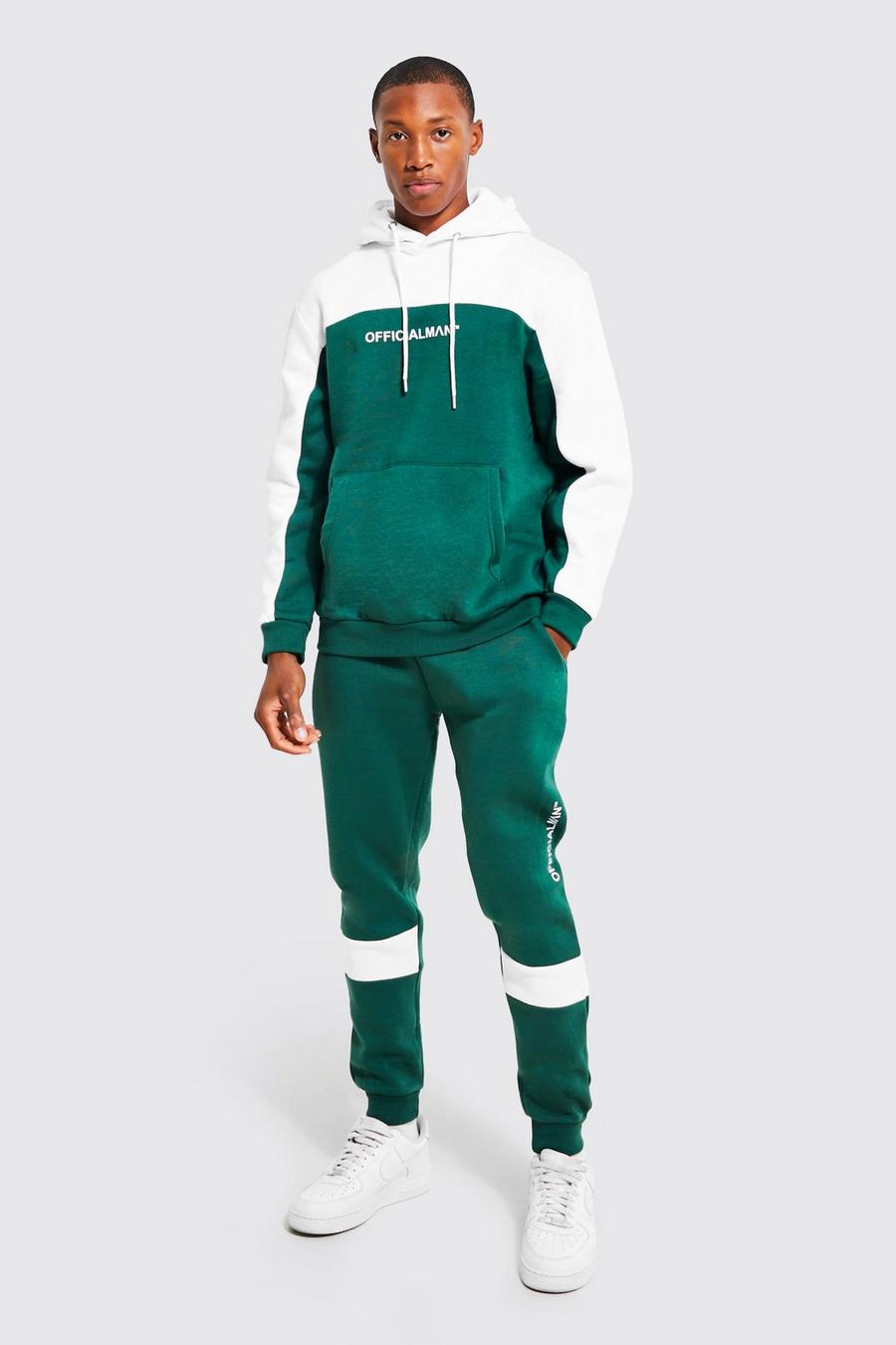 Forest vert Official Man Hooded Colour Block Tracksuit