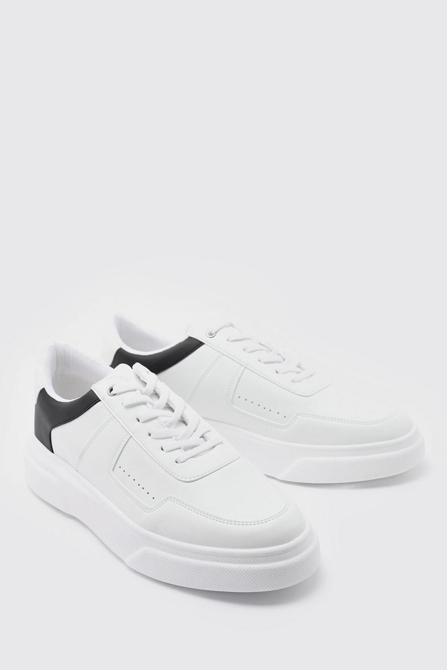 Black Back Panel Faux Leather Smart Trainers image number 1