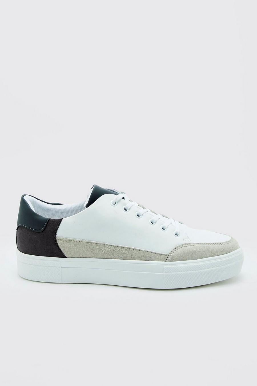 Ecru Smart Faux Leather Trainer image number 1