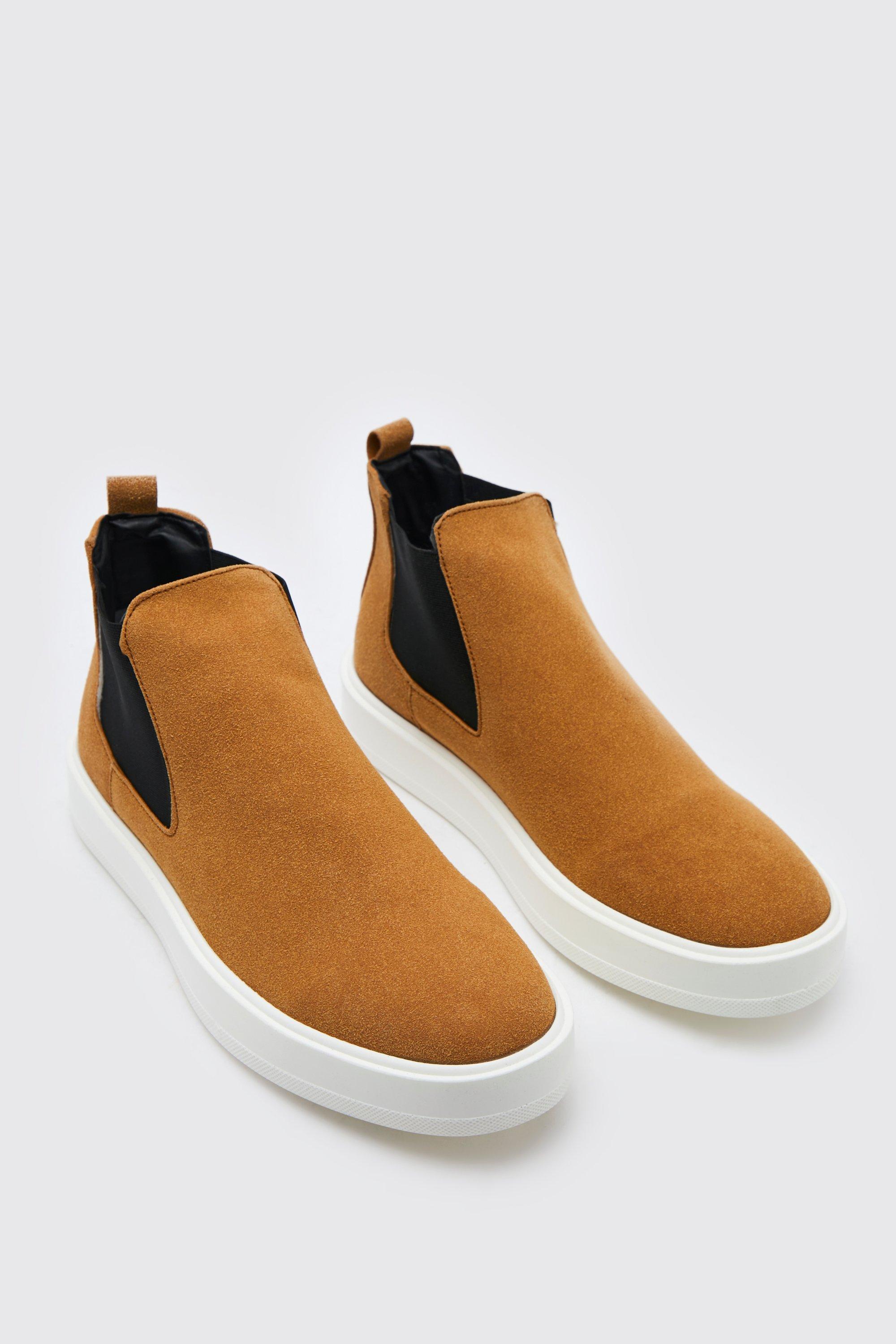 Chelsea boots in clearance tan faux suede