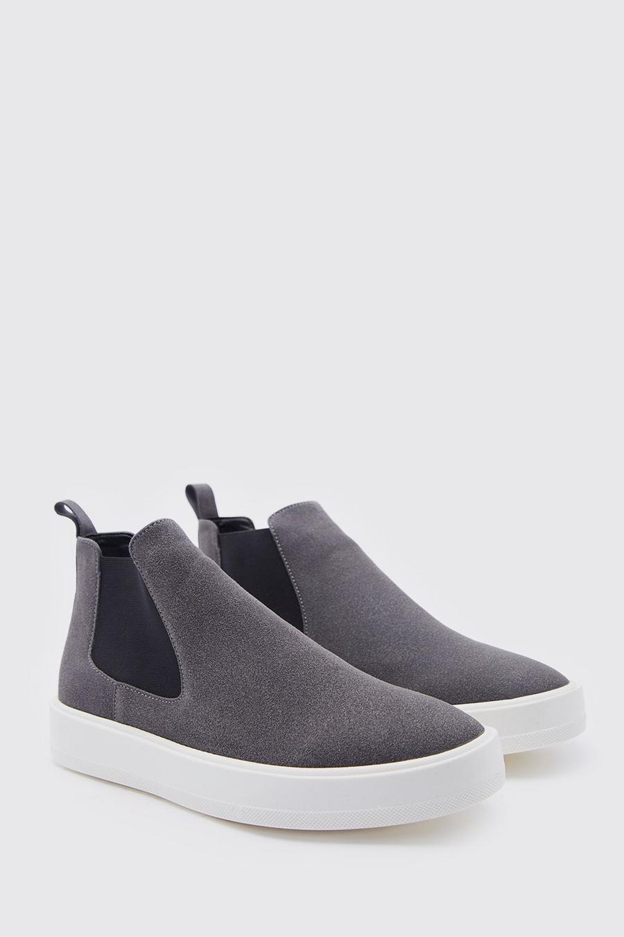 Grey Faux Suede Chunky Chelsea Boot image number 1