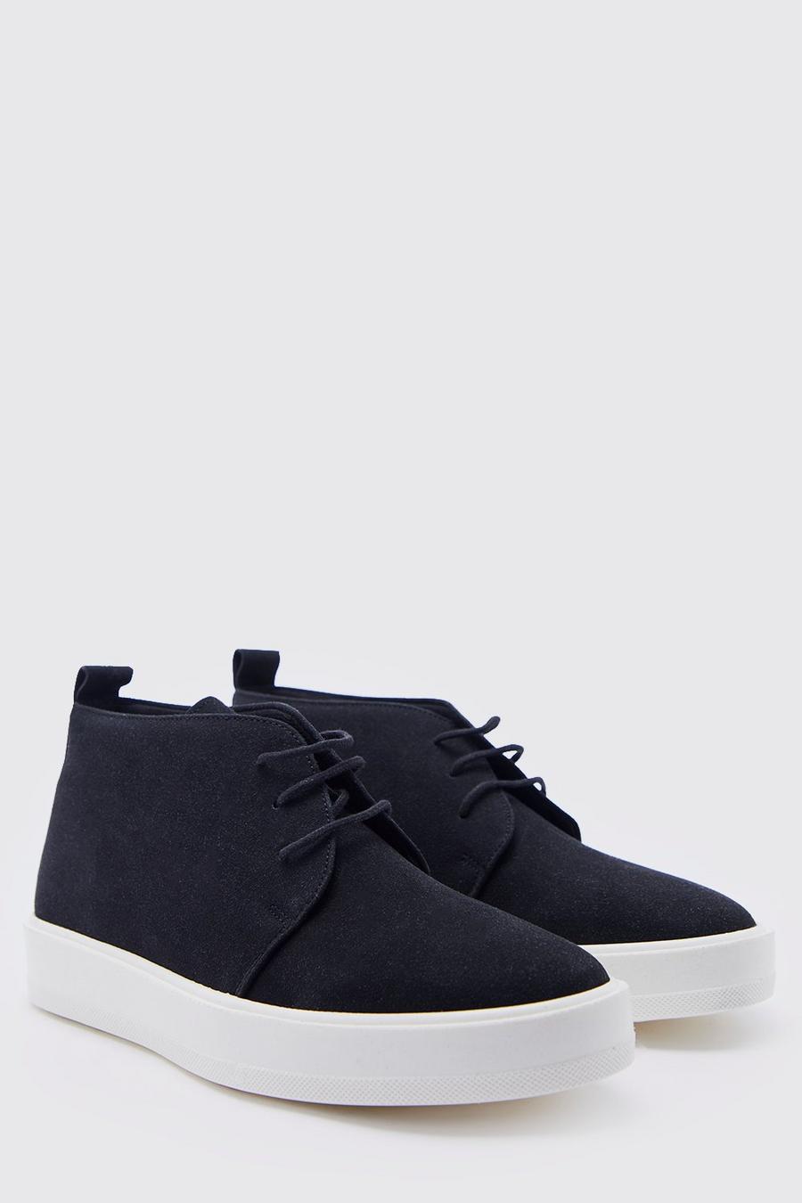 Black nero Faux Suede Chunky Desert Boot