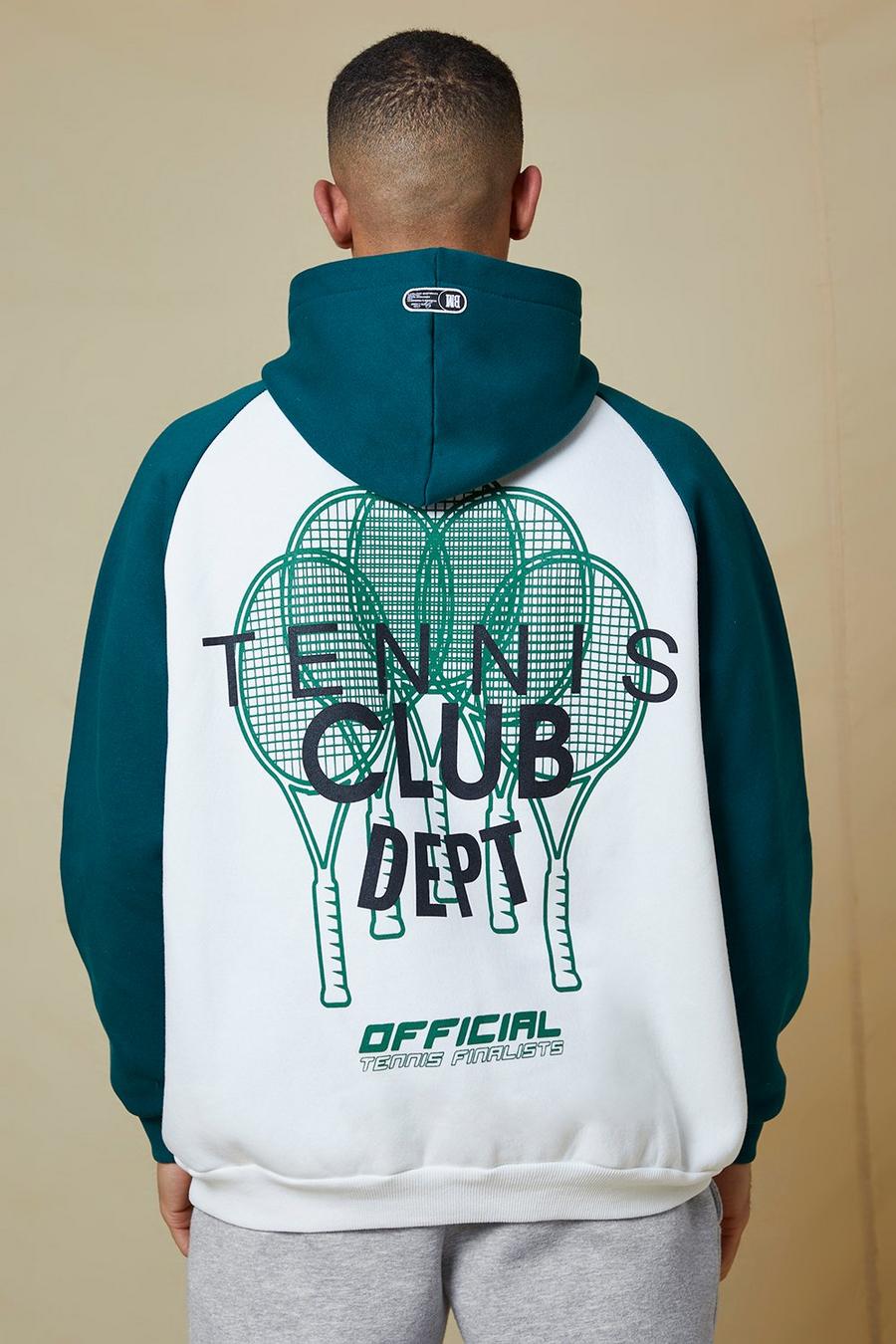 Ecru Oversized Official Tennis Contrast Hoodie image number 1
