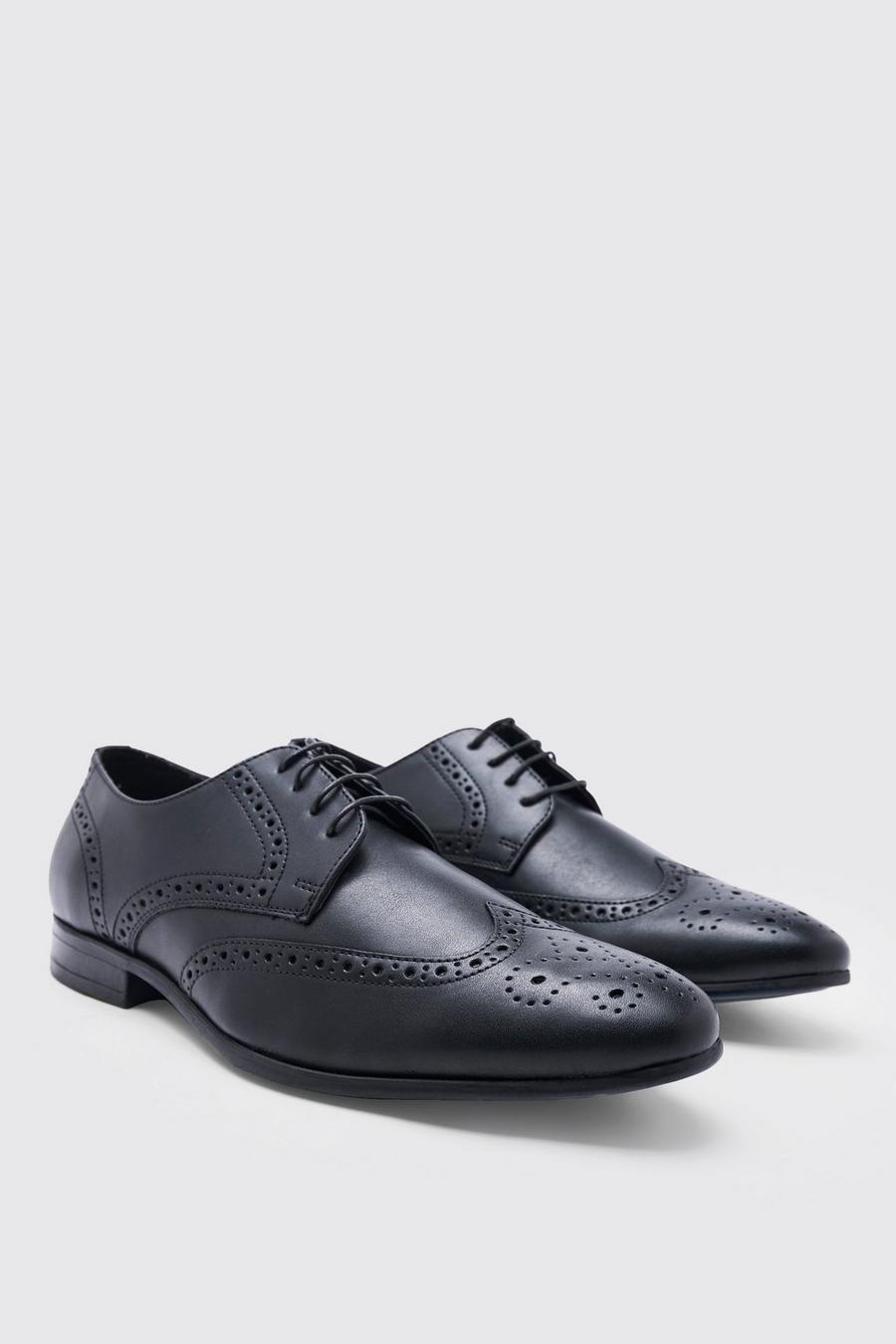 Chaussures style Richelieu en similicuir, Black noir