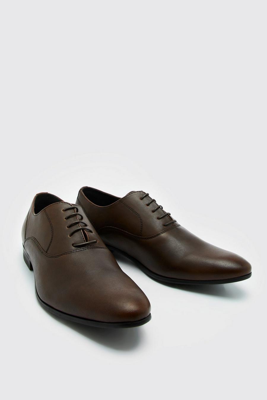 Zapatos Oxford de cuero sintético, Chocolate marrone