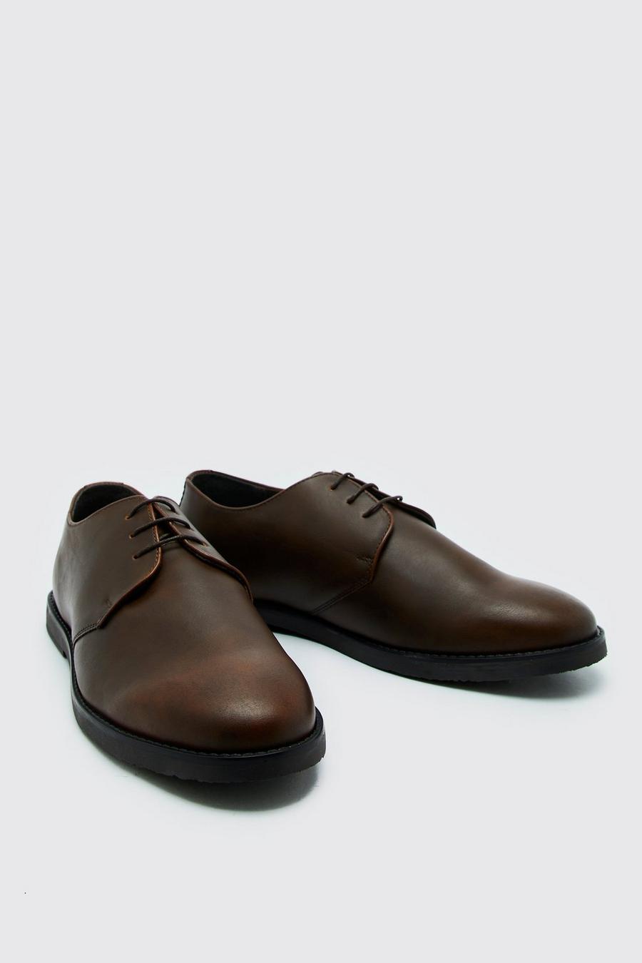 Chaussures style Derby en similicuir, Chocolate marron