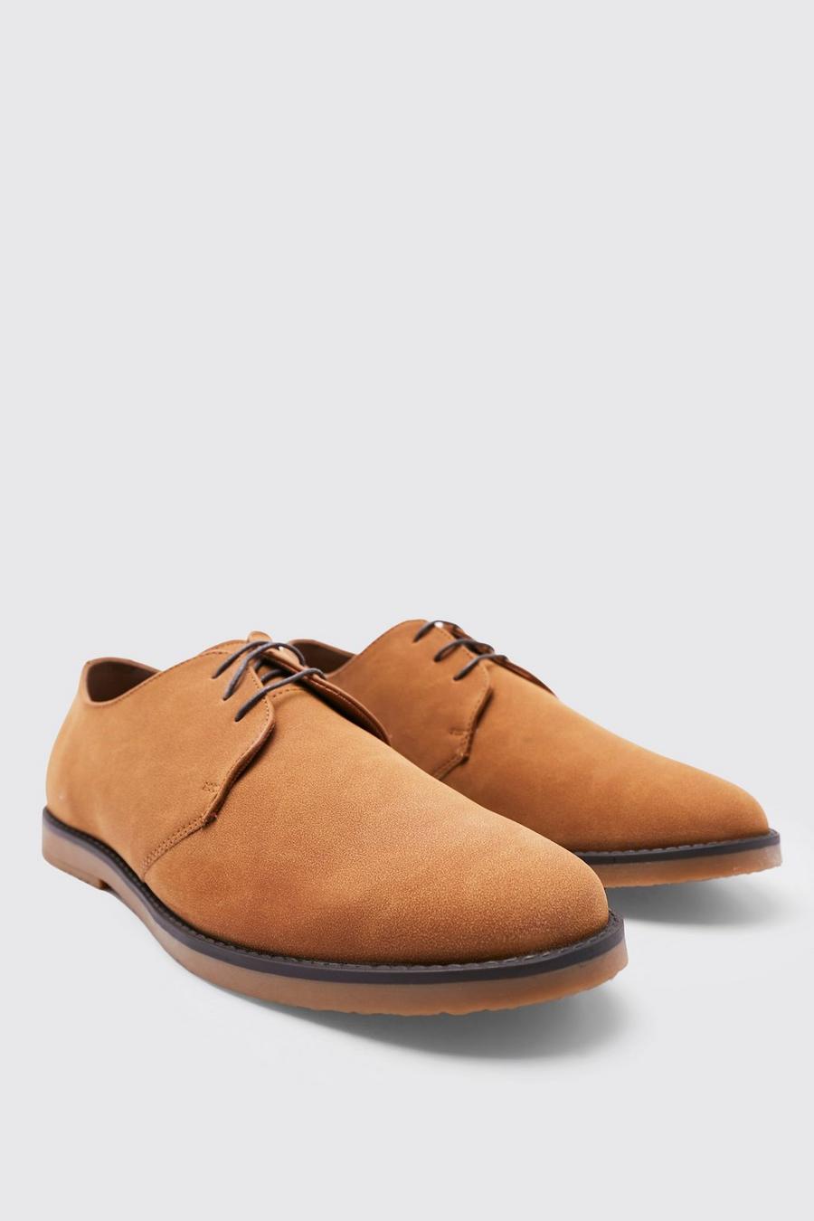 Zapatos derby de ante sintético, Tan marrón