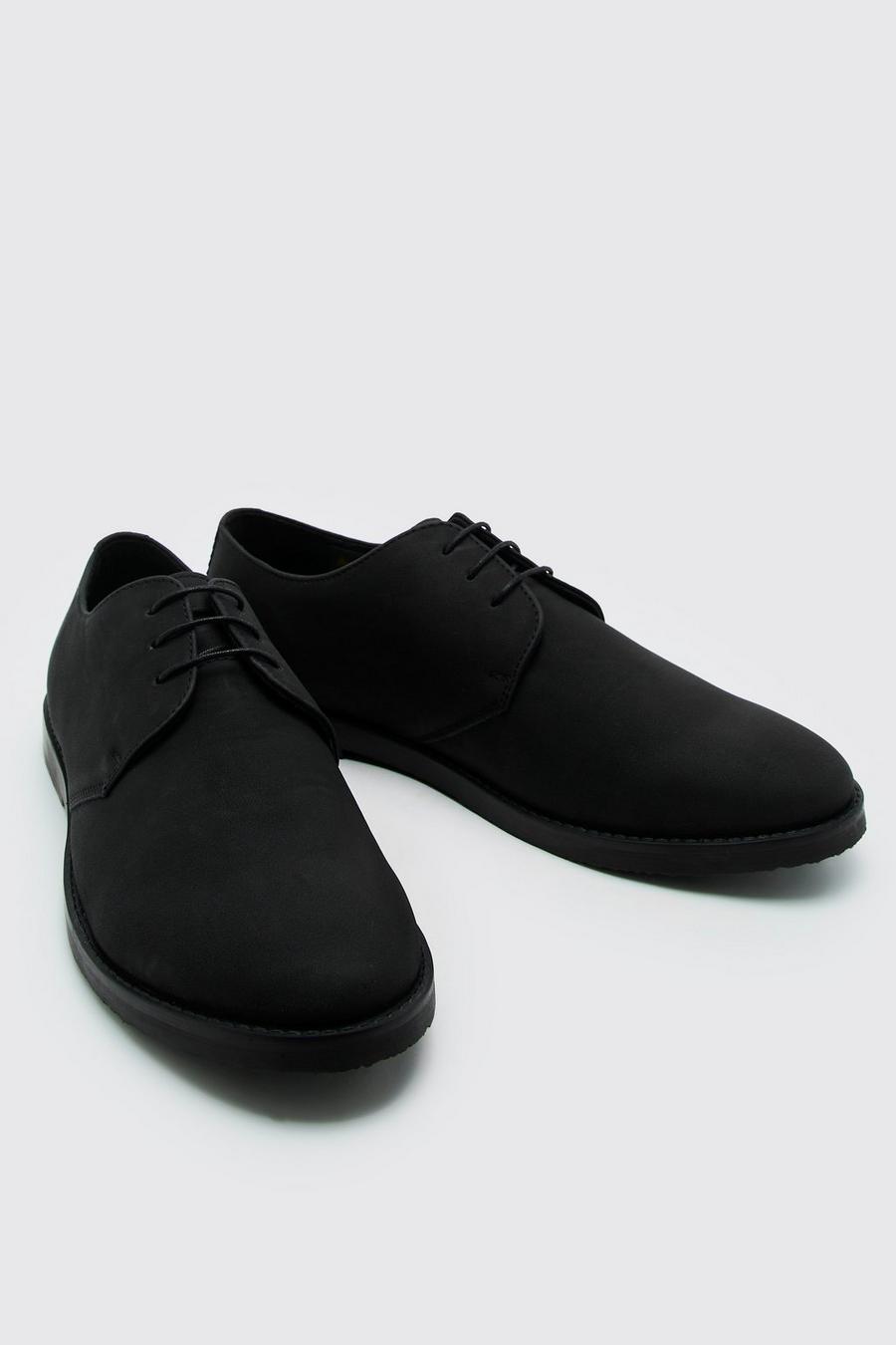 Zapatos derby de ante sintético, Black negro