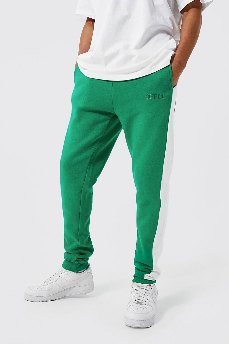 Pantalón deportivo Tall Offcl pitillo con panel lateral, Bright green verde