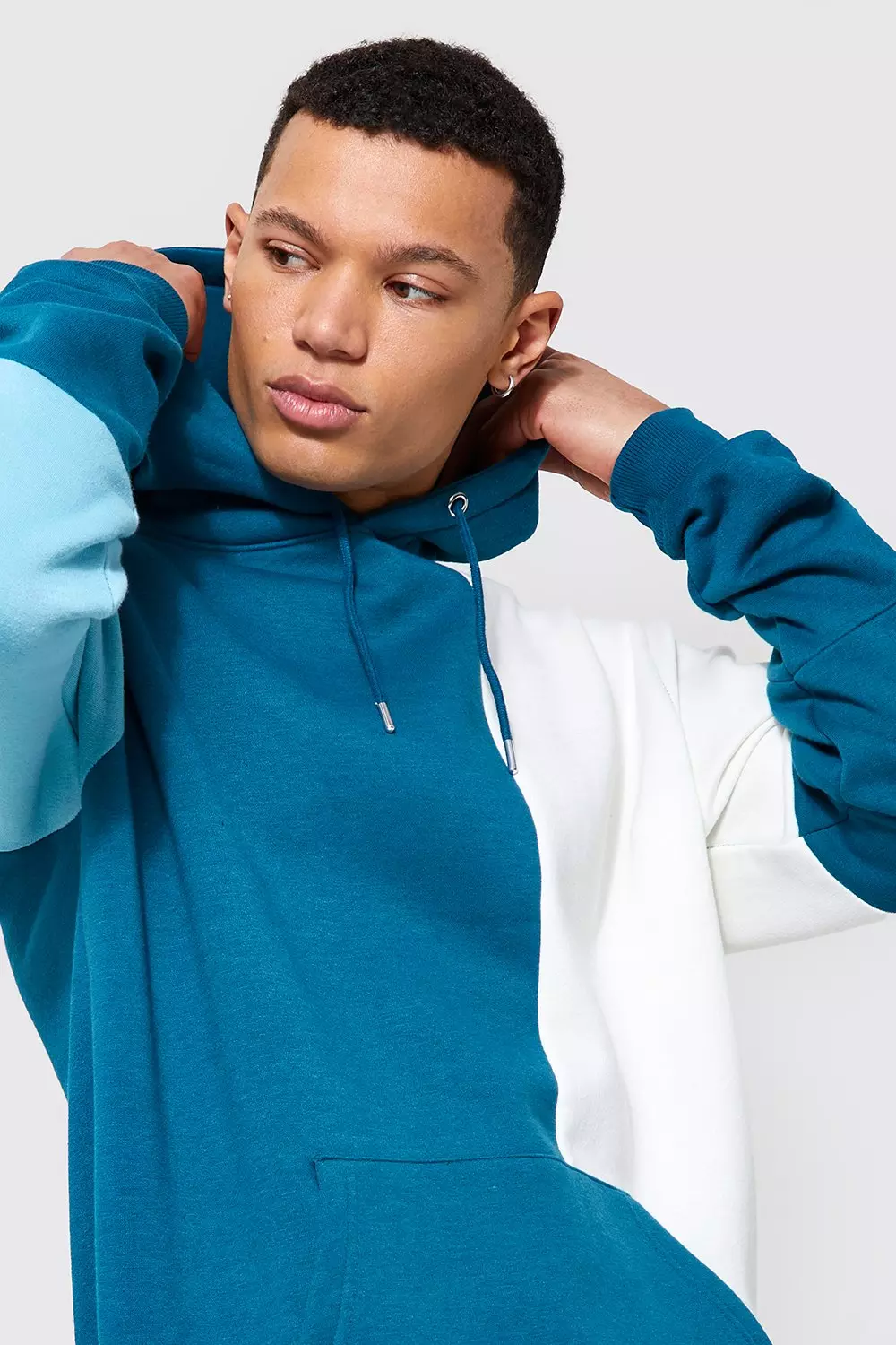 Men color clearance block hoodie