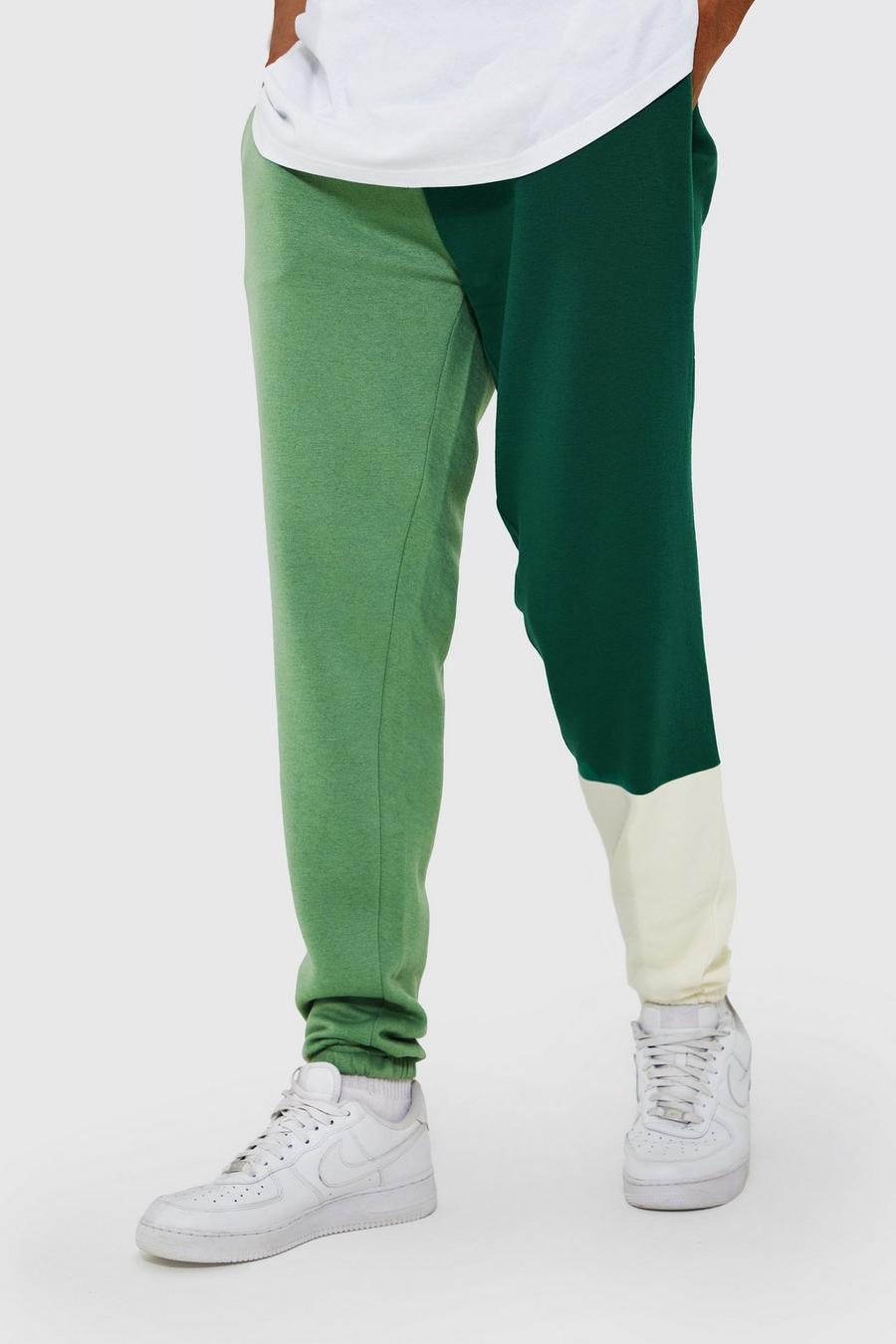 Pantaloni tuta Tall a blocchi di colore effetto patchwork, Green gerde image number 1