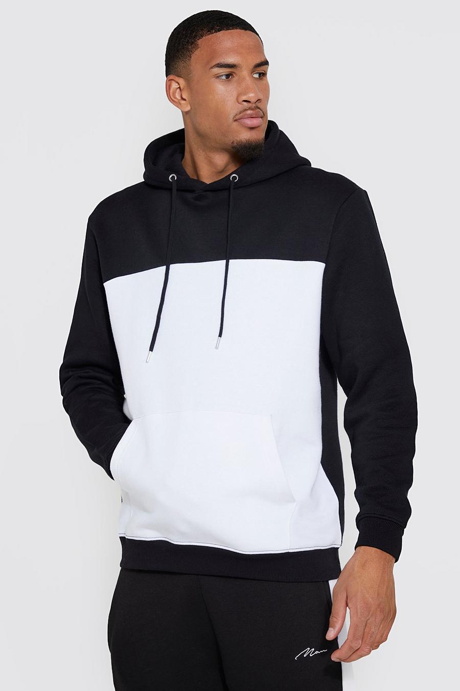 Black Tall Colour Block Over The Head Hoodie image number 1