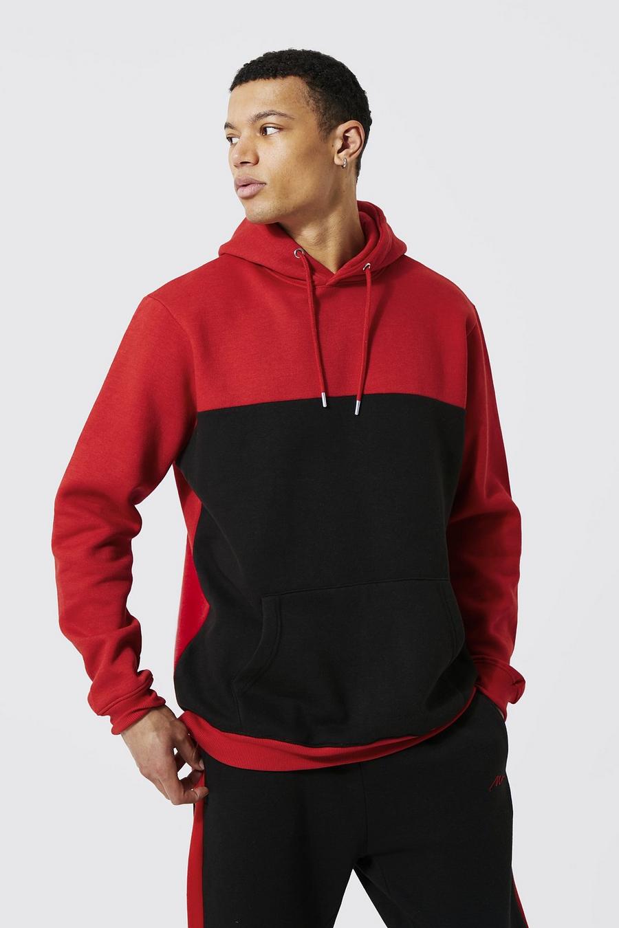Black Tall Colour Block Over The Head Hoodie image number 1