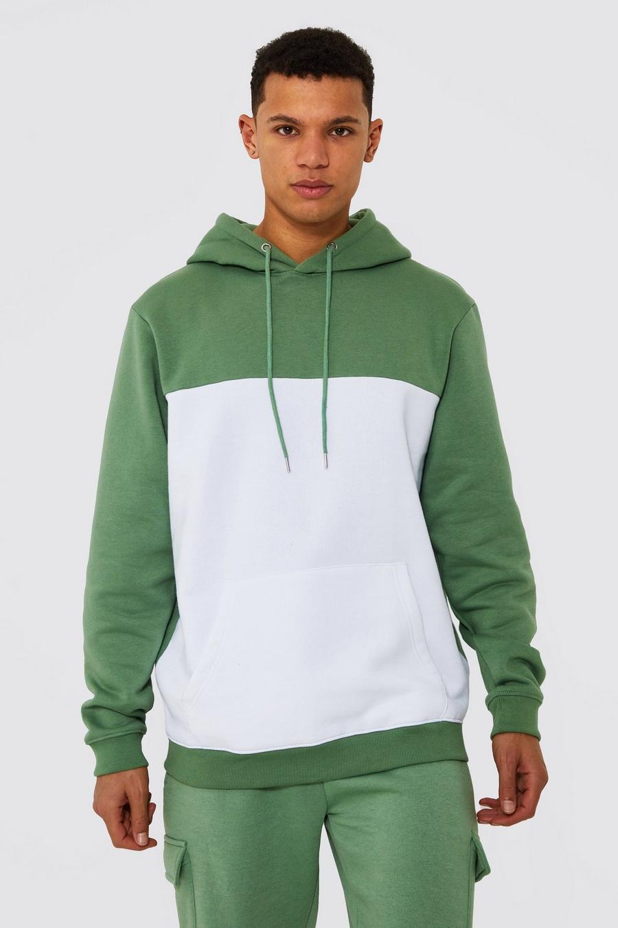Sage Tall Colour Block Over The Head Hoodie image number 1
