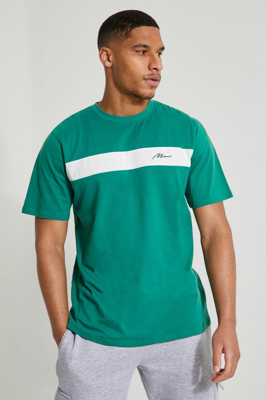 Green Tall Man Script Colour Block T-shirt image number 1