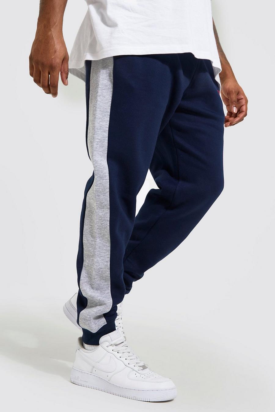 Pantaloni tuta Plus Size Offcl Skinny Fit con pannelli laterali, Navy blu oltremare