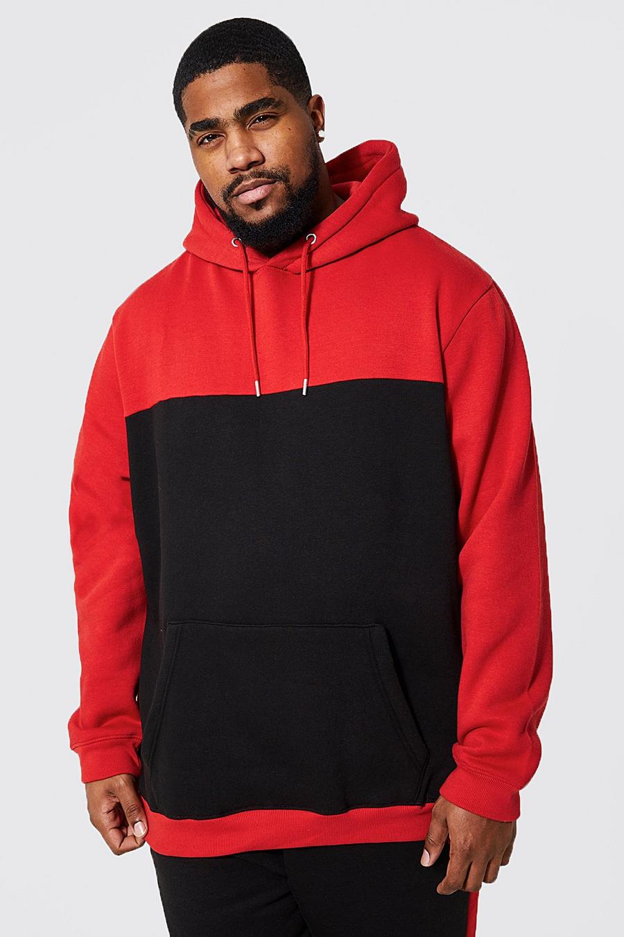 Black Plus Colour Block Over The Head Hoodie image number 1