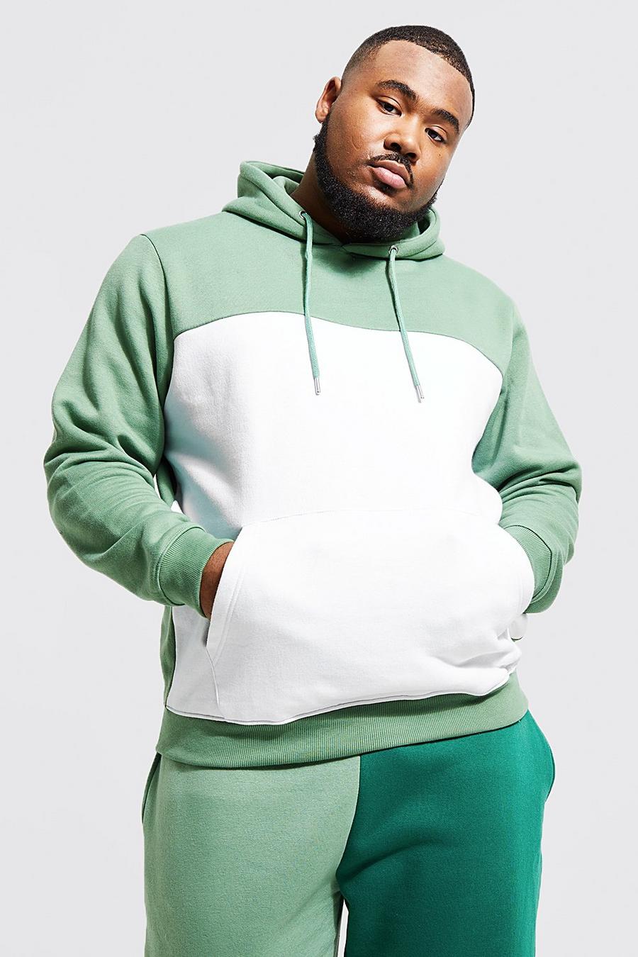 Sage Plus Colour Block Over The Head Hoodie image number 1