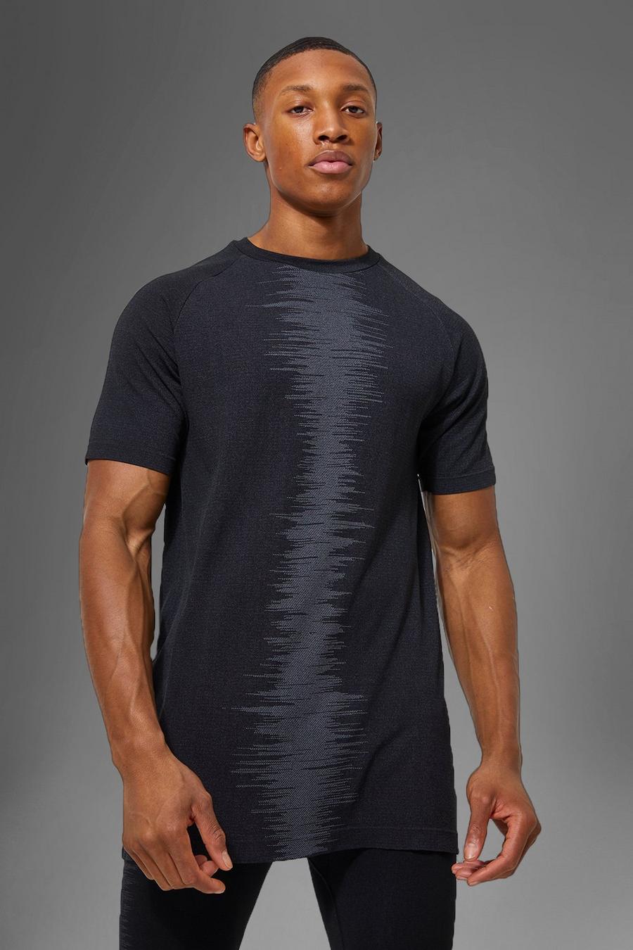 Black Man Active Seamless Stripe T Shirt image number 1
