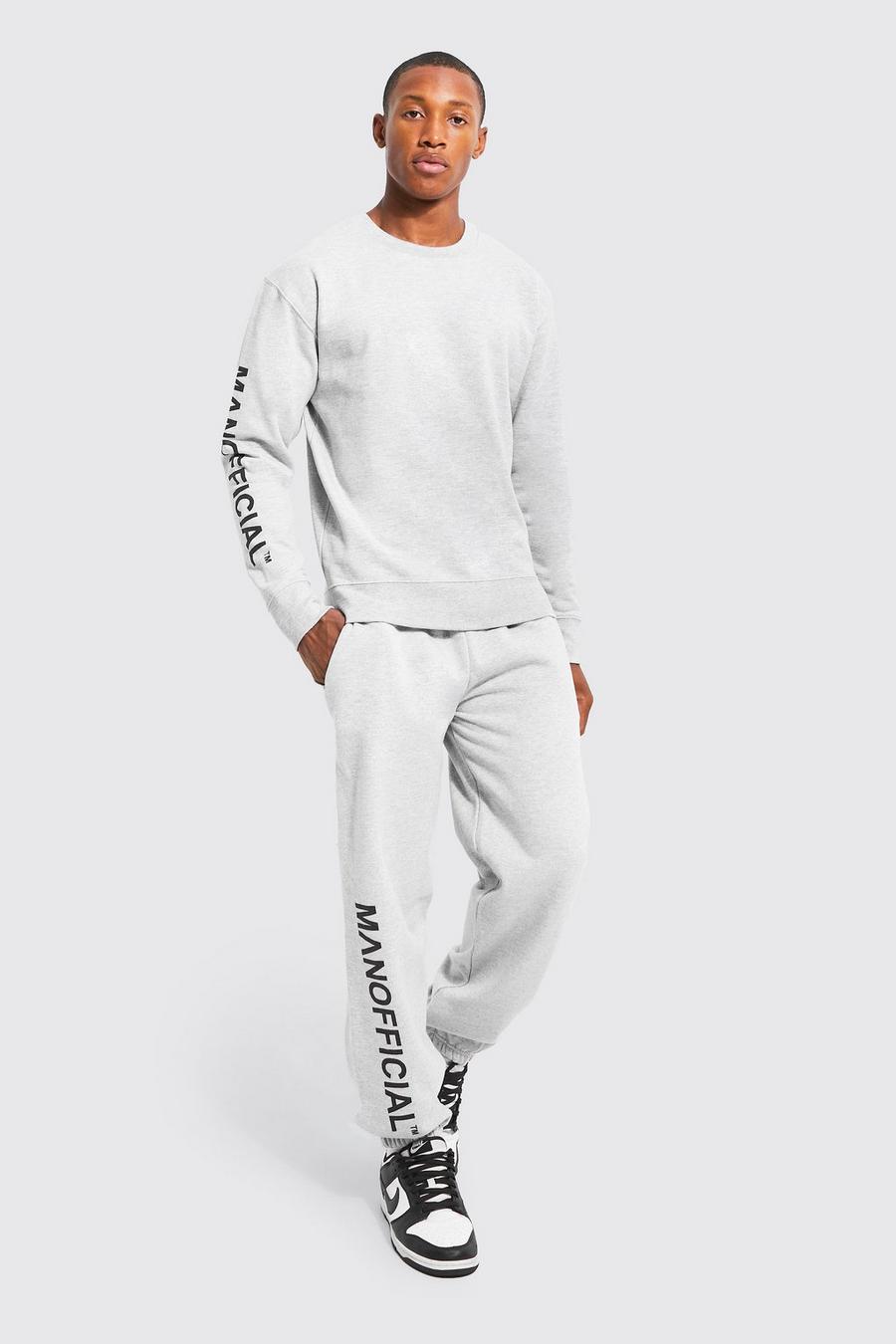 Grey marl Man Official Placement Print Tracksuit image number 1