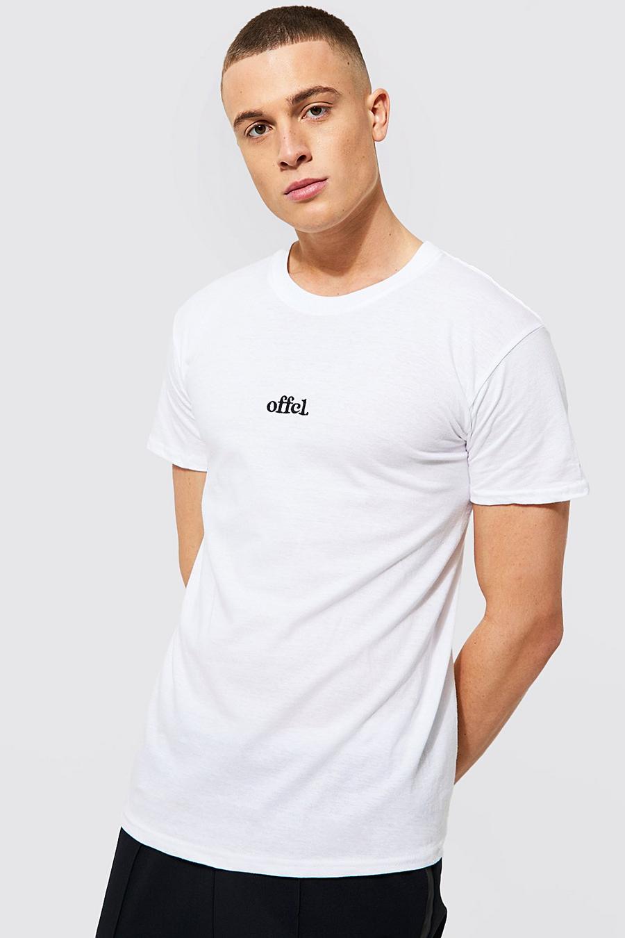 T-shirt Offcl con ricami, White bianco