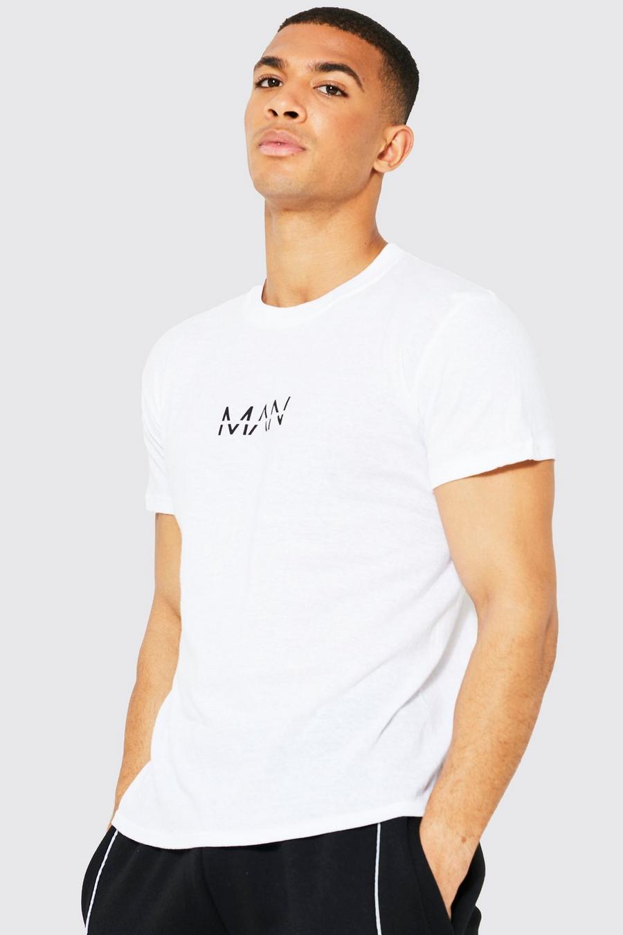 White Original Man T-Shirt Met Print image number 1