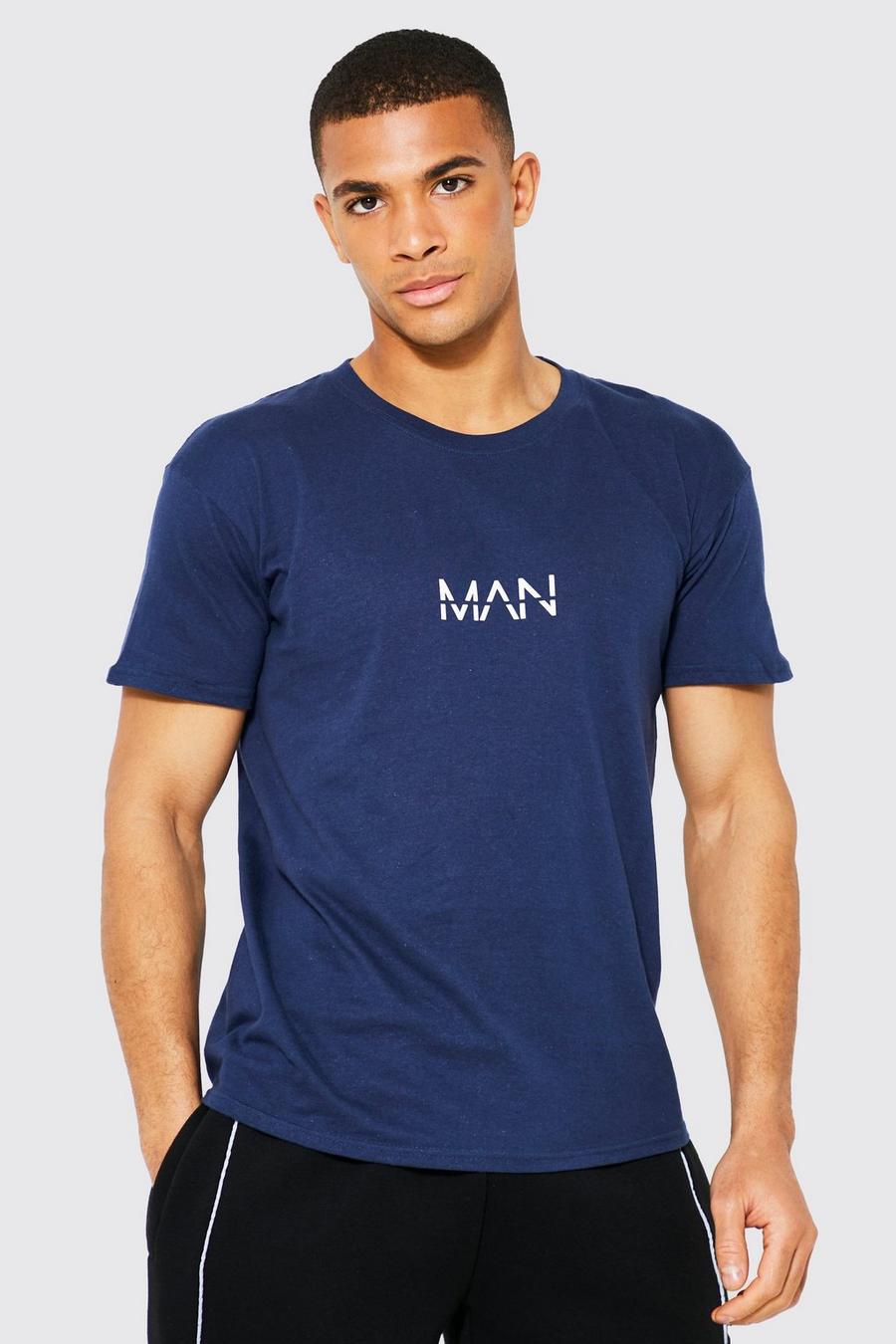 T-shirt con stampa Original Man, Navy blu oltremare