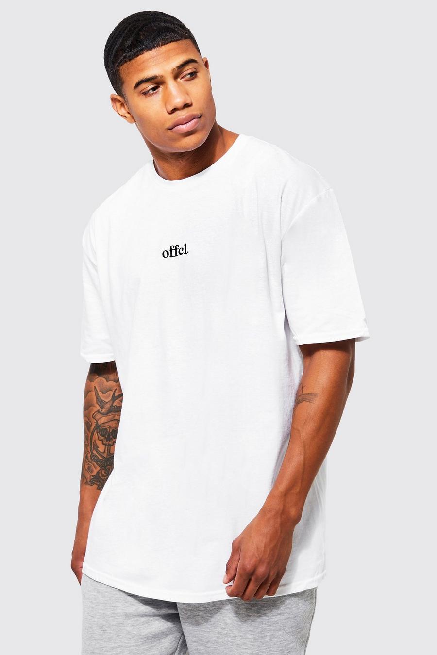 White Oversized Offcl Embroidered T-shirt  image number 1