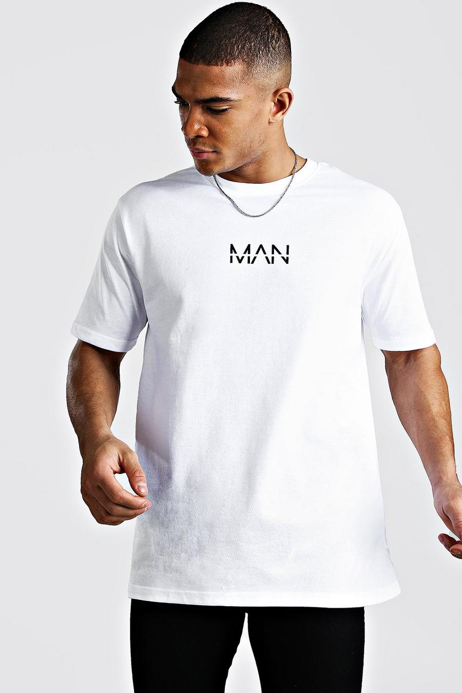 T-shirt oversize con stampa Original Man, White bianco